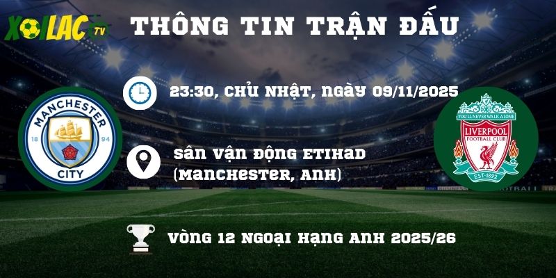 Thông tin trận đấu Man City vs Liverpool Thông tin trận đấu Man City vs Liverpool
